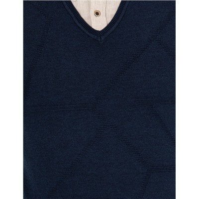 Lacivert Slim Fit V Yaka Triko Kazak