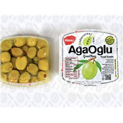 Оливки "AgaOglu" 200 гр Biberli Yesil с перцем (пластик) 1/24