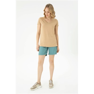 Kadın Camel Basic Tişört
