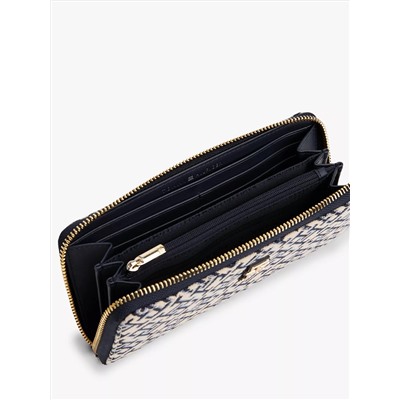 Jacquard Monogram Logo Large Zip Wallet