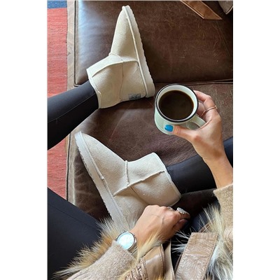 Bambi Bej Süet Kadın Bot & Bootie K02635510102