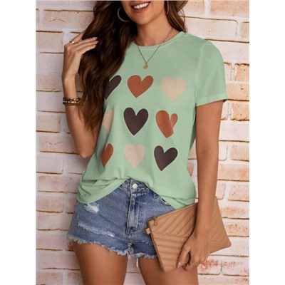 EMERY ROSE Heart Print Tee