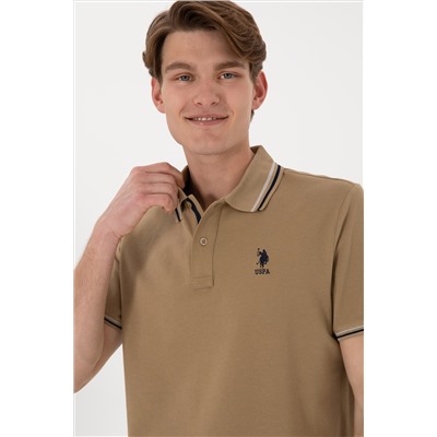 Erkek Regular Fit Polo Yaka Haki Basic Tişört