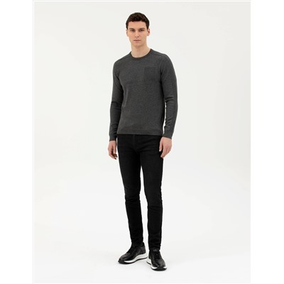Koyu Gri Slim Fit Kazak