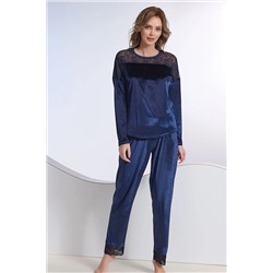 Sevim Kadın Lacivert Kadife Pijama Takım 12617