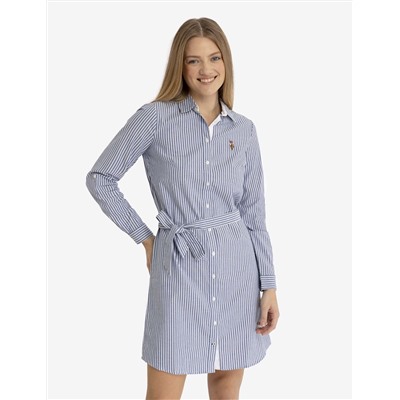 STRIPED MULTI-COLORED LOGO OXFORD DRESS