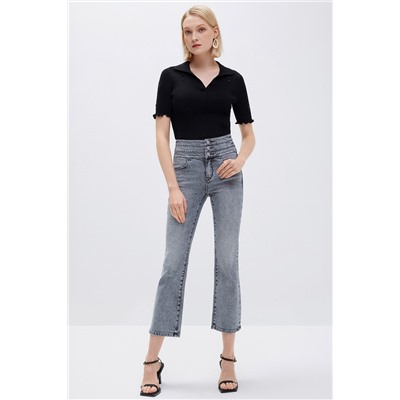 Vaquero bootcut 7/8 de tiro alto Gris claro