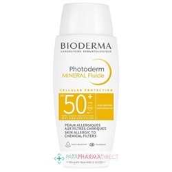 Bioderma Photoderm Mineral Fluide SPF50+ - Non Parfumé - Peaux Allergiques aux Filtres Chimiques 75g
