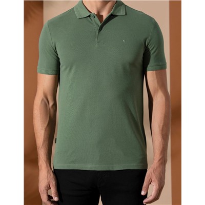 Haki Slim Fit Polo Yaka Basic Tişört