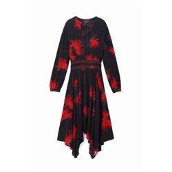 Vestido evasé manga larga