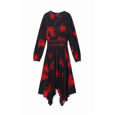 Vestido evasé manga larga