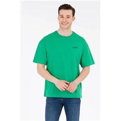 Erkek Yeşil Oversize Bisiklet Yaka Tişört