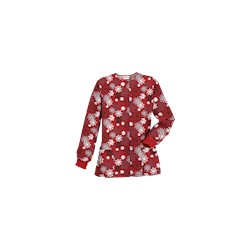 UA Festive Snowflakes Red Print Scrub Jacket