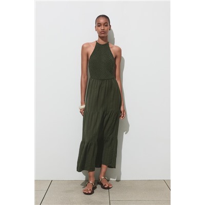 BEADED STRAP HALTER DRESS