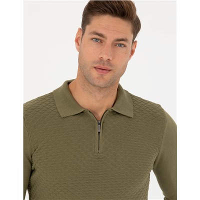 Haki Slim Fit Kazak