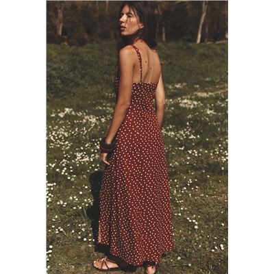 POLKA DOT LINEN MIDI DRESS