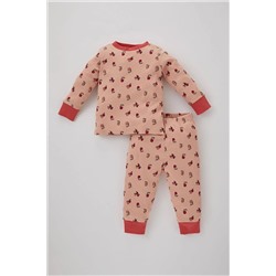 Defacto Kız Bebek Meyve Desenli Uzun Kollu Fitilli Kaşkorse Penye Pijama Takımı B8359A523WN