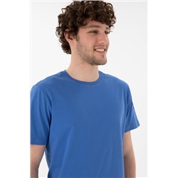 Erkek Regular Fit Bisiklet Yaka İndigo Basic Tişört