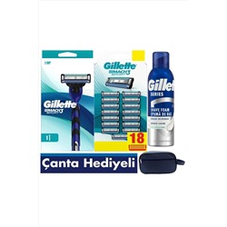 Gillette, Mach3 Sport Makine + 18 adet Tıraş Bıçağı + 200 ML tıraş köpüğü+ Çanta