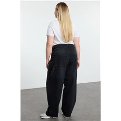 Siyah Yüksek Bel Boru Paça Büyük Beden Jean TBBAW25CJ00034