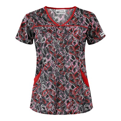 UA Twister Black Print Scrub Top