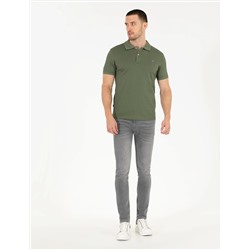 Haki Slim Fit Polo Yaka Merserize Tişört