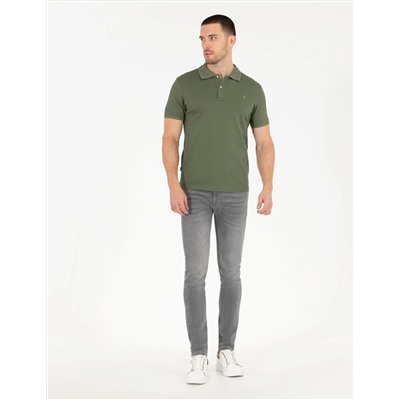 Haki Slim Fit Polo Yaka Merserize Tişört