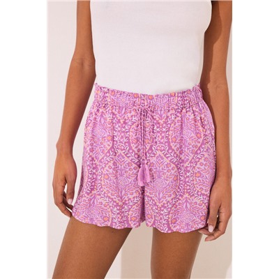 Pantalón corto viscosa estampado boho