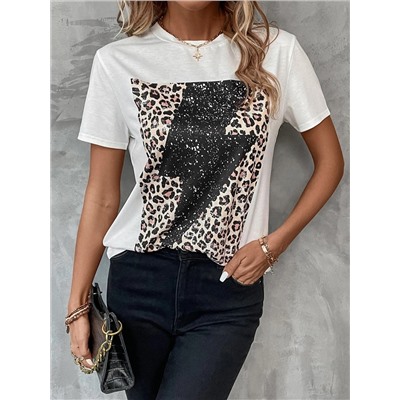 EMERY ROSE Leopard Print Tee