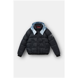 Chaqueta corta acolchada doble capucha