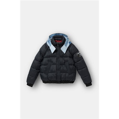 Chaqueta corta acolchada doble capucha