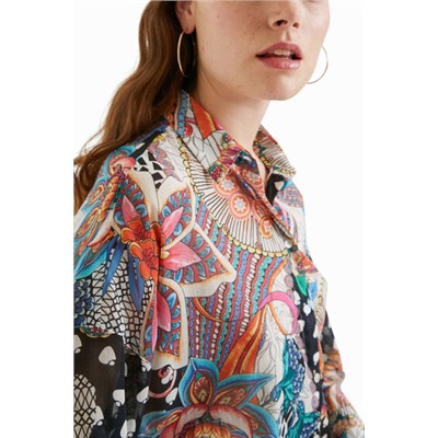 Camisa de algodón estampada