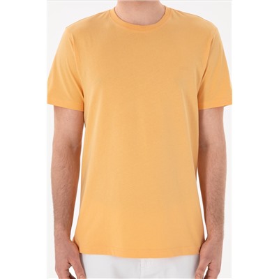 Erkek Regular Fit Bisiklet Yaka Turuncu Basic Tişört