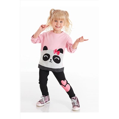 Denokids Simli Panda Kız Sweatshirt Tayt Takım CFF-20S1-121