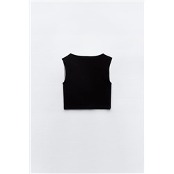 SEAMLESS CROP TOP WITH FRINGING AND RHINESTONES
