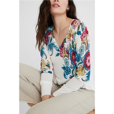 Jersey de punto largo flores