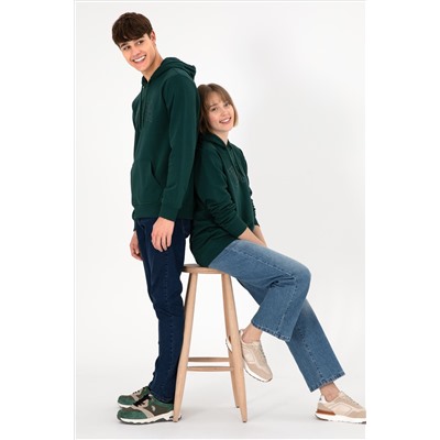 Erkek Koyu Yeşil Basic Sweatshirt