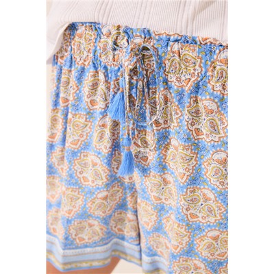 Pantalón corto viscosa estampado azul