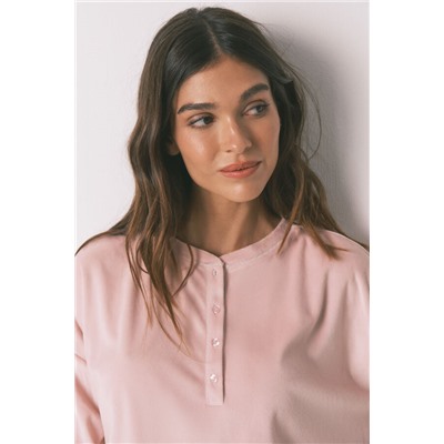 Pijama largo polar suave cenefas rosa