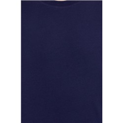 Erkek Lacivert Comfort Long Bisiklet Yaka Tişört