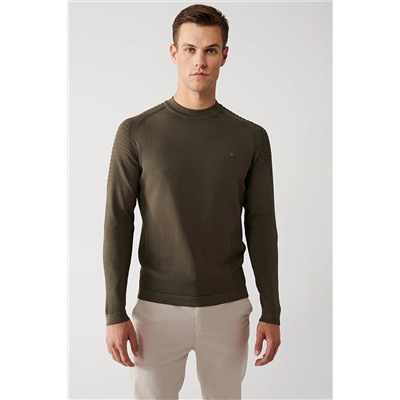 Avva Erkek Haki Yüksek Bisiklet Yaka Rayon Standart Fit Normal Kesim Triko Kazak A32y5006 A32Y5006