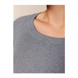 Джемпер тонкой вязки в рубчик из вискозы VILATTE #1028690