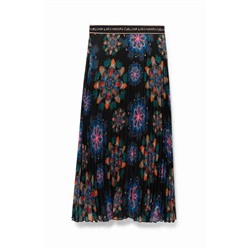 Falda midi plisada mandalas