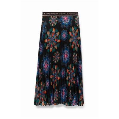 Falda midi plisada mandalas