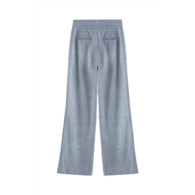 Pantalón palazzo de lana de tiro alto - Gris jaspeado
