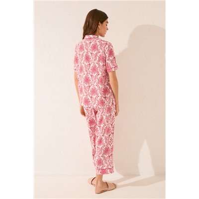 Pijama camisero Capri estampado hojas