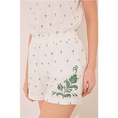 Pijama corto tirantes algodón estampado verde