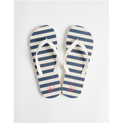 Striped Flip Flops, Men, Dark Blue