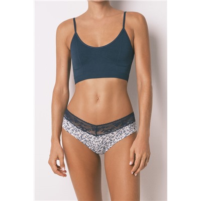 Braga ancha algodón estampada encaje gris medio