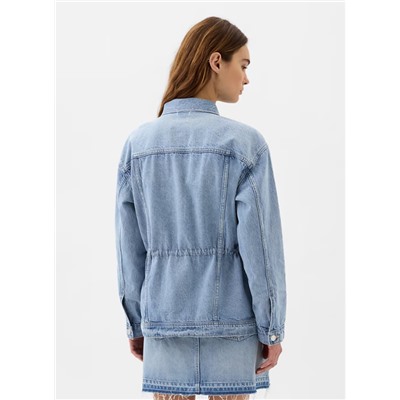 Cinched-Waist Denim Jacket